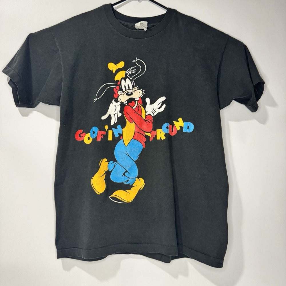 Vintage Disney Goofy Shirt Men Black 90s Single Stitch Mickey & Co USA